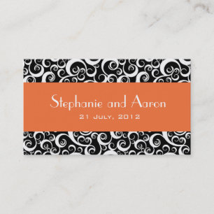 Elegant Black and White Damask Wedding Card