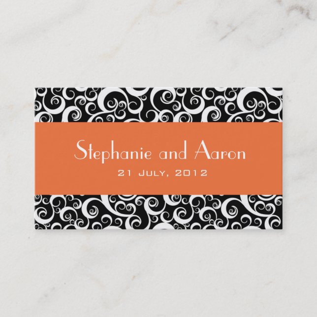 Elegant Black and White Damask Wedding Card (Front)