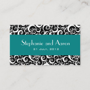Elegant Black and White Damask Wedding Card