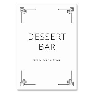 Elegant Black and White Dessert Bar Sign Table Number