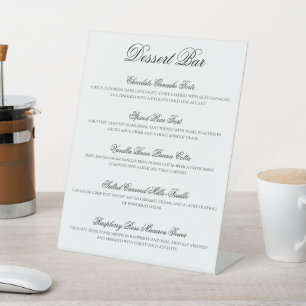 Elegant Black And White Dessert Bar Wedding Pedestal Sign