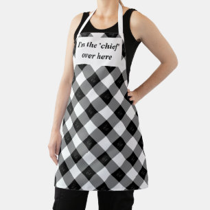 Elegant Black and White Diamond Pattern Apron