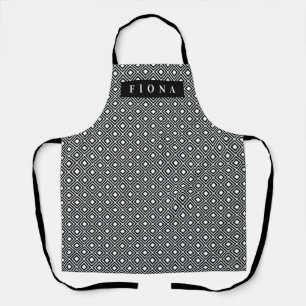 Elegant black and white diamond pattern custom bbq apron
