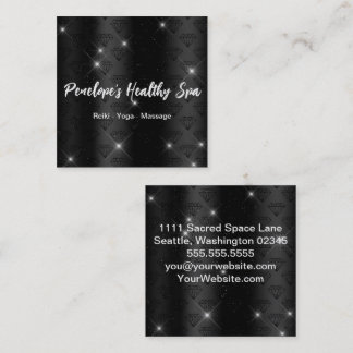 Elegant Black and White Diamonds Square Business Card
