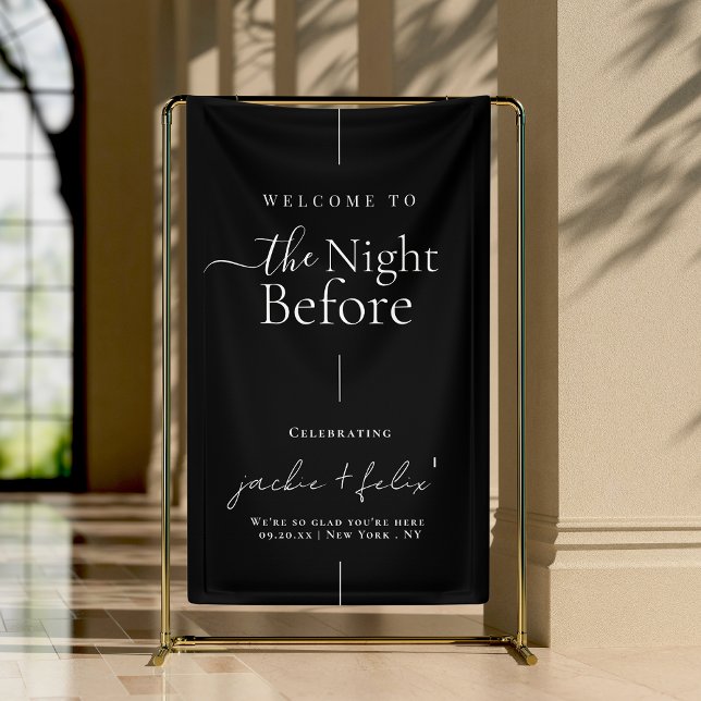Elegant Black And White Dinner Rehearsal Welcome Banner (Creator Uploaded)