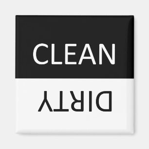 Elegant Black and White Dirty Clean Dishwasher Magnet