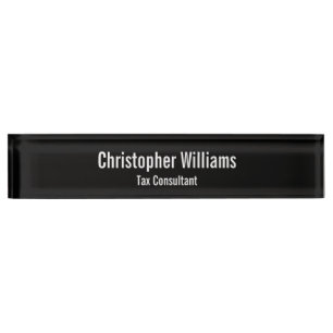 Elegant Black and White Executive Office Title Nameplate