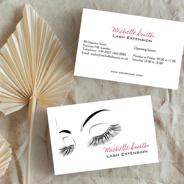 Elegant Black and White Eyelashes Drawing Lash Bar Business Card (Creator Uploaded)