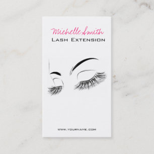 Elegant Black and White Eyelashes Drawing Lash Bar Business Card