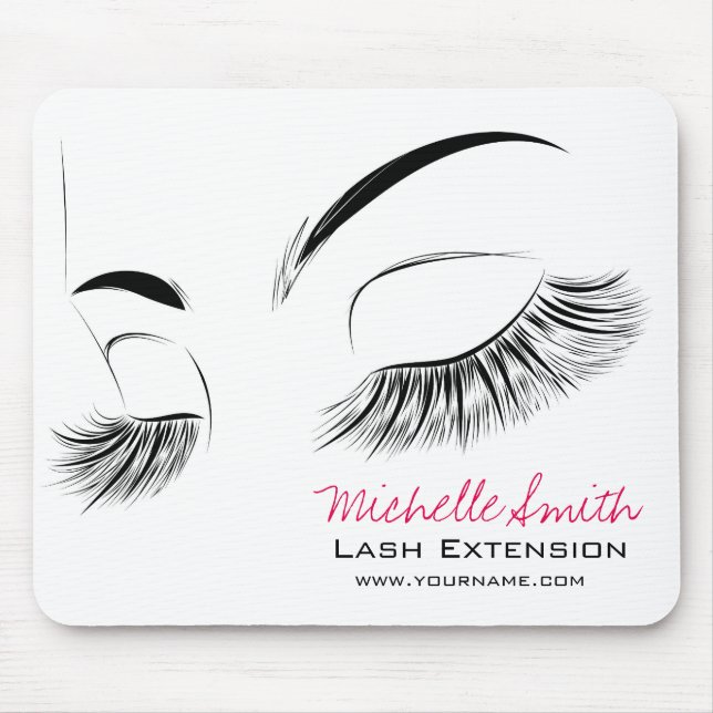Elegant Black and White Eyelashes Drawing Lash Bar Mouse Pad (Front)