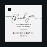 Elegant Black and White Favours Thank You Favour Tags<br><div class="desc">Designed to coordinate with our Romantic Script wedding collection,  this customisable tag,  features a calligraphy graphic thank you,  paired with a classy serif font in black. Matching items available.</div>