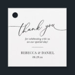 Elegant Black and White Favours Thank You Favour Tags<br><div class="desc">Designed to coordinate with our Romantic Script wedding collection,  this customisable tag,  features a calligraphy graphic thank you,  paired with a classy serif font in black. Matching items available.</div>