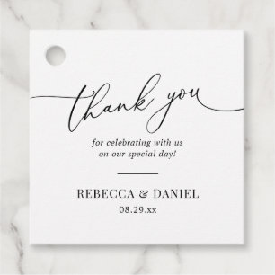 Elegant Black and White Favours Thank You Favour Tags