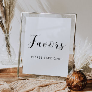 Elegant black and white Favours wedding sign