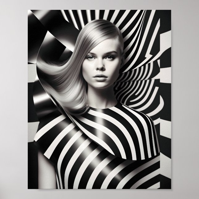 Elegant Black And White Female Art Illustration Poster (Front)