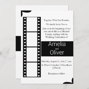 Elegant Black and White Film Roll Wedding Invitation
