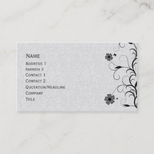 Elegant black and white floral design business card