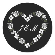 Elegant Black and White Floral Heart Wedding