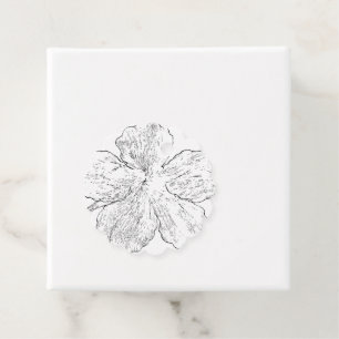 Elegant Black and White Floral Line Art Favour Ta Tags