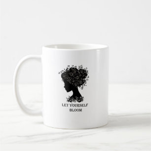 Elegant black-and-white floral silhouette design  coffee mug