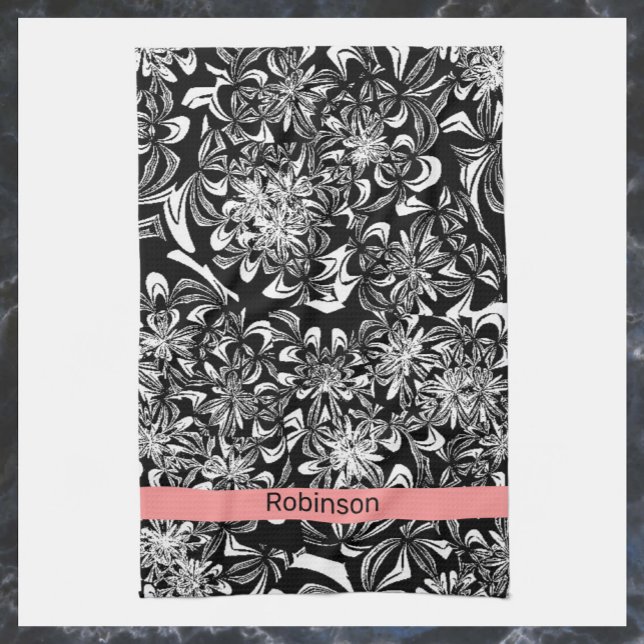 Elegant Black and White Floral  Tea Towel (Creator Uploaded)