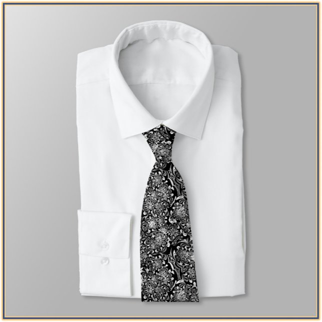 Elegant Black and White Floral Tie (Bookmark my store! https://www.zazzle.com/store/capricepetit)