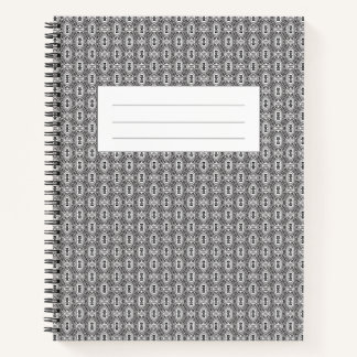 Elegant Black and White Folk Floral Seamless Patte Notebook
