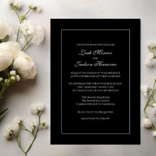 Elegant Black and White Formal Wedding Invitation