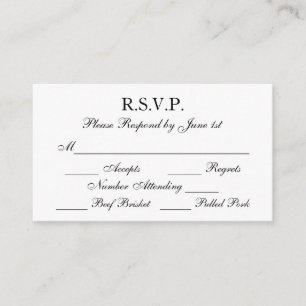 Elegant Black and White Formal Wedding RSVP Cards