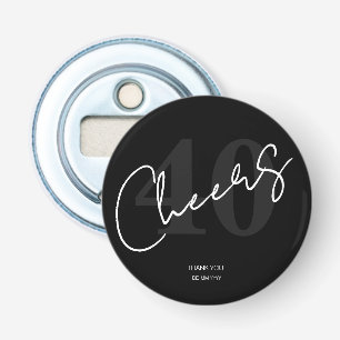 Elegant Black and White Forty 40th Birthday Bottle Opener