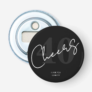 Elegant Black and White Forty 40th Birthday Bottle Opener