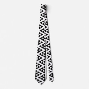 Elegant Black and White Geometric Aztec Pattern Tie