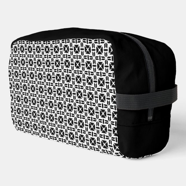 Elegant Black and White Geometric Pattern Dopp Kit (Left Corner)