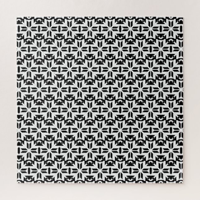 Elegant Black and White Geometric Pattern Jigsaw Puzzle (Vertical)