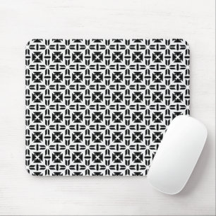 Elegant Black and White Geometric Pattern Mouse Pad