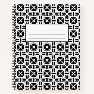 Elegant Black and White Geometric Pattern Notebook