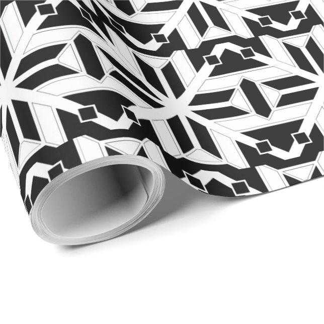 Elegant Black and White Geometric Pattern Wrapping Paper (Roll Corner)