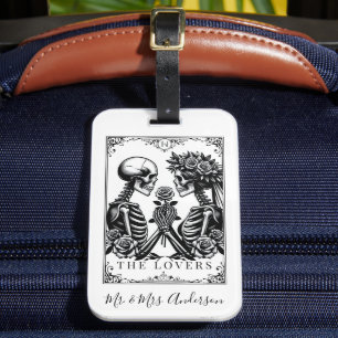 Elegant Black and White Gothic Tarot Wedding  Luggage Tag