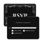 Elegant black and white Gothic Wedding RSVP Card