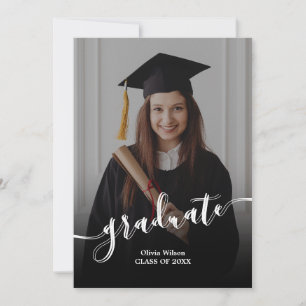 Elegant Black and White Graduation Announcement