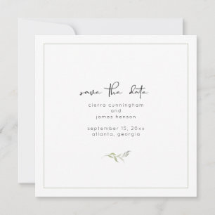 Elegant Black and White Greenery Wedding Save The Date