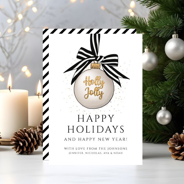 Elegant Black And White Happy Holidays  Holiday Card (Elegant Black And White Happy Holidays Holiday Card)