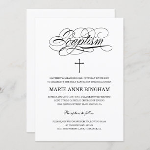 Elegant Black and White Holy Baptism Invitation