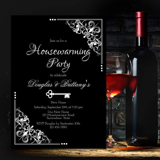 Elegant Black and White Housewarming Party Invitation (Creator Uploaded)