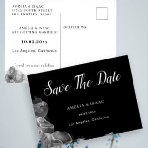 Elegant Black and White Ink Wedding Save The Date Postcard