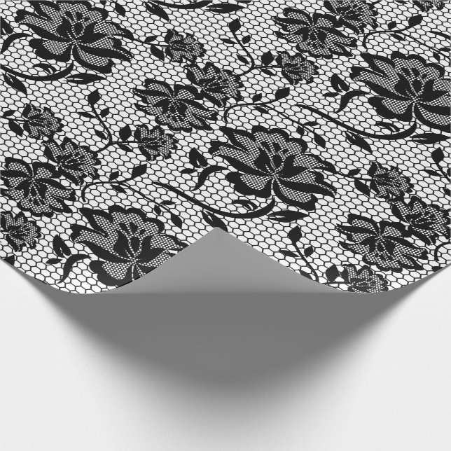 Elegant Black and White Lace Wrapping Paper (Corner)