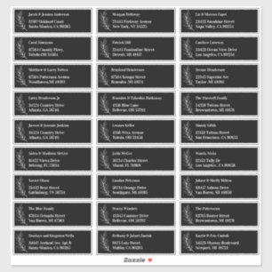 Elegant Black and White Leaf Guest Address Labels
