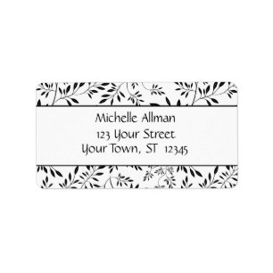 Elegant Black and White Leaves Label