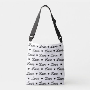 Elegant Black and White Love  Crossbody Bag