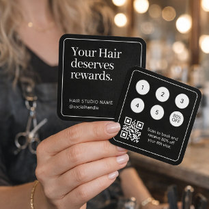Elegant Black and White Loyalty Card  QR Code